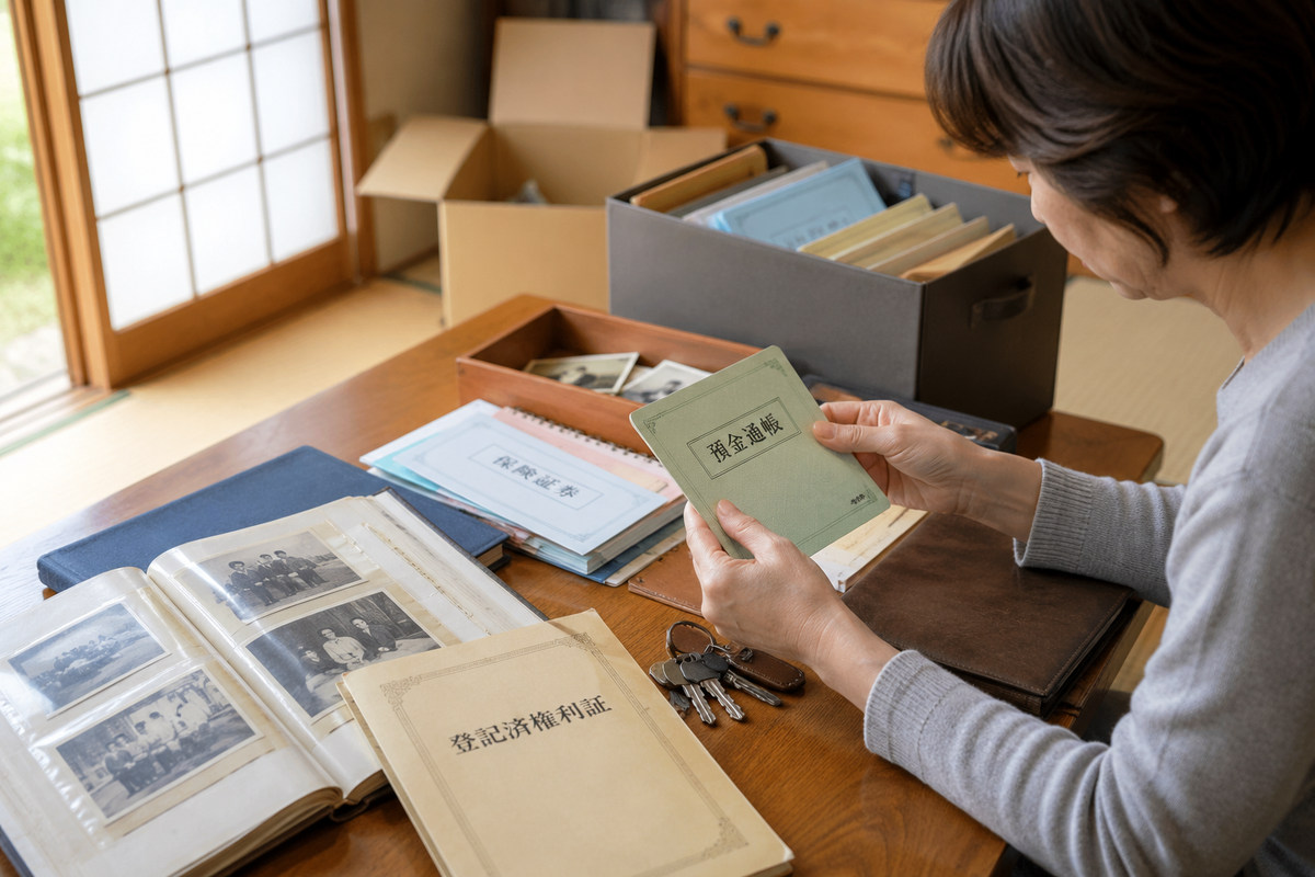 解体前に家の中の重要書類や思い出の品を確認するイメージ